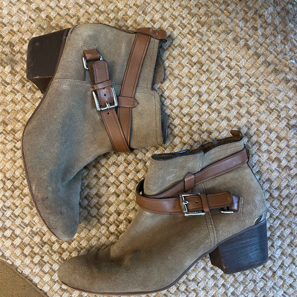 Coach Brown Ankle Boots with Suede Finish